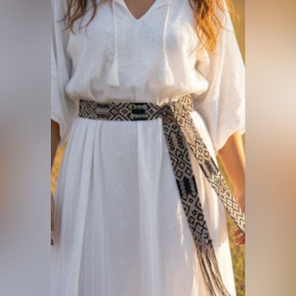 Boho Handwoven Black and White Belt